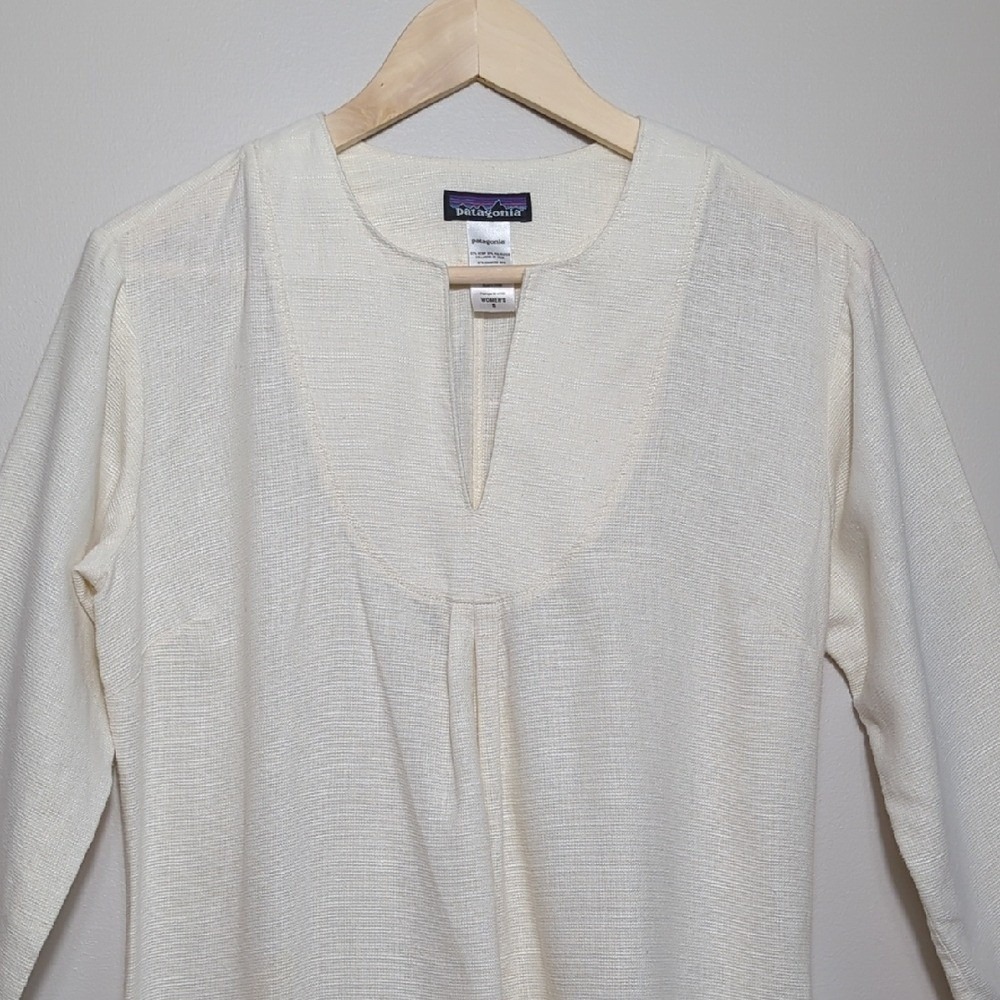 Patagonia Hempress Tunic Top Blouse Hemp Off‎ White Women's 8 Lightweight Sheer - Picture 4 of 15